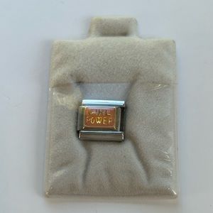 Italian bracelet link girl power stainless steel and 18k gold